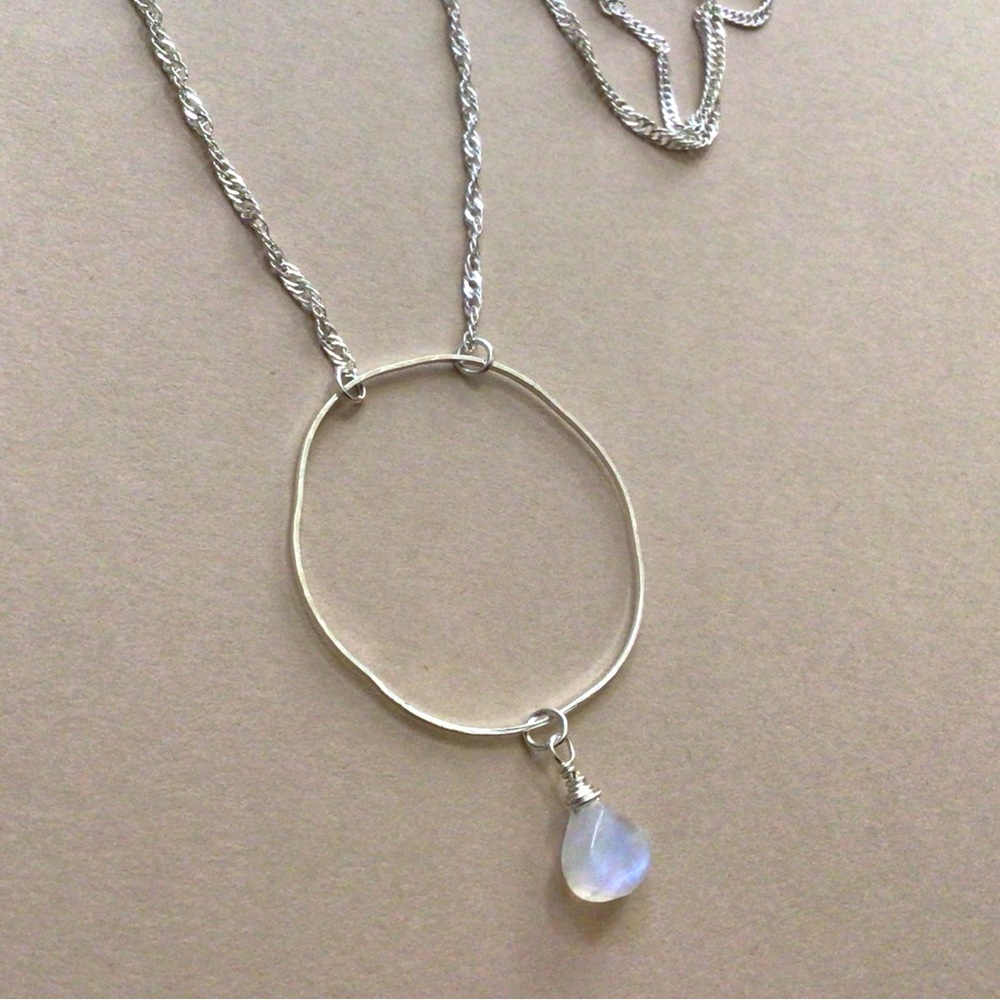 New handcrafted natural moonstone Briolette silver 925 necklace